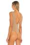 Women's V Neck Sleeveless Back Low-Cut Silk Jersey Bodysuit - 3