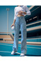 Ice Blue Cargo Pocket Lycra Snow Wash Palazzo Jean Wide Leg Jeans