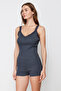 Anthracite Cotton Lace Ribbed Knitted Pajamas Set Thmss24Pt00006 - 4