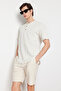 Ekru Keten İçerikli Oversize Fit Gömlek TMNSS23GO00139 - 3
