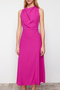 Pink Cowl Neck Cut-Hem Detail Midi Woven Dress TWOSS24EL00390 - 4