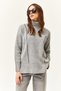Women's Gray Turtleneck Stripe Detailed Knitwear Sweater KZK-19000791 - 3