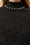 Women's Anthracite Pearl Detailed Turtleneck Knitted Blouse AH00159 - 6