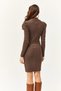 Women's Bitter Brown Half Fisherman Princess Sleeve Ribbed Mini Dress ELB-19002006 - 6