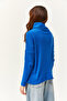 Woman's Sax Blue Degaje Collar Raised Loose Blouse BLZ-19002480 - 5