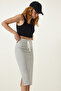 Women's White Fringed Slit Wrap Knitted Skirt FF00152 - 5