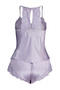 Lila Dantelli İp Askılı Saten Şortlu Dokuma Pijama Takımı THMSS22PT0269 - 9