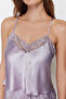Lila Dantelli İp Askılı Saten Şortlu Dokuma Pijama Takımı THMSS22PT0269 - 5