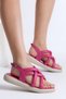 Women's Fuchsia Skin Cross Double Strap Sandals - 3
