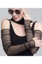 Lycra Tulle Black Fingerless Evening Gloves Pınar Black Lycra Transparent Tulle Sleeve Fingerless Long