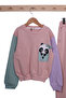 Girl's Cotton Panda Patterned Long Sleeve Tracksuit Set 7-10 Years - 2