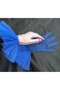 Yasmin long ruffled gauze gloves Cobalt blue - 6
