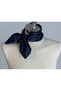 Sarah satin kerchief scarf neck tie navy blue
