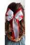 Handmade Red White Satin Bow Buckle