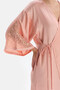 Tied Satin Dressing Gown with Salmon Lace Detail - 4