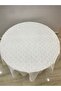 Lace Look Transparent Coated Tablecloth Round Cream - 6