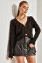 Women's Dark Brown Buttoned Knitwear Cardigan Stk220 - 6