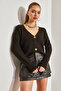 Women's Dark Brown Buttoned Knitwear Cardigan Stk220 - 5