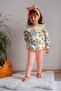 Girl's Collared Salmon Floral Tights Set - 2