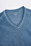 Blue V-Neck Cotton Acid Wash T-shirt - 3