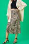 Leopard Pattern Satin Midi Skirt - Patterned - 2