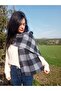 Fleece Scarf, Checkered Scarf, Plaid Scarf, Neck Collar, Thick Scarf, Navy Blue Scarf