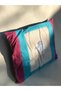 Blue, Pink, White Embroidered Throw Pillow - 3