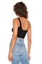 Women's Black Strappy Silk Jersey Crop Top - 3