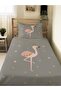 Flamingo Patterned Baby and Kids Printed Single Pique Set 160 X 220 cm Gray