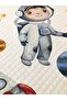 Astronaut Patterned Baby and Kids Printed Single Pique Set 160 X 220 cm White - 2