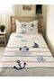Dog in a Boat Patterned Baby and Kids Printed Single Pique Set 160 X 220 cm White