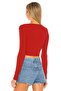 Women's Red V-Neck Crop Top - 3