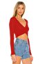 Women's Red V-Neck Crop Top - 2