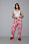Two Thread Raised Thick Fabric Ribbon Waist Detailed Printed Women's Pajama Bottoms - 8