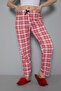Two Thread Raised Thick Fabric Ribbon Waist Detailed Printed Women's Pajama Bottoms - 6