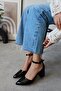 Women's Ruth Short Thick Heeled Daily Comfortable Black Patent Leather Shoes - 4