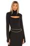 Women's Black Turtleneck Finger-Snap Silk Jersey Blouse