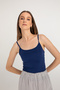 Soft Touch String Strap Blouse Navy Blue