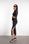 Soft Touch Long Sleeve Slit Detailed Dress Smoked - 2