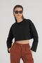Oversize Long Sleeve Crop T-shirt Black