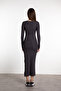 Soft Touch Long Sleeve Slit Detailed Dress Smoked - 7