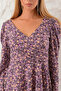 Women's brown floral side pleated Dress - 7