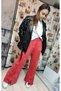 Cotton Double Pocket, Elastic Waist, Leg Slit, Washed Shalwar Trousers - 3