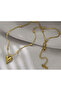 Gold Color Gold Heart Steel Necklace - 3