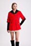 Red Knitted Knitwear Wool Coat with Accessories