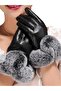 Women's Vegan Leather Water and Windproof Cold-Resistant Thermal Gloves