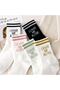 5 Pairs Women's White Leave Me Alone Patterned College Socks