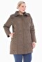 Women's Large Size Hooded 95 Cm Khaki Quilted Coat 1016 - 3