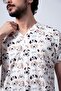 Pios Men's Bone Dog Patterned Lycra Uniform-Scrubs-Single Top - 4
