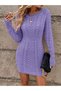 CYCLING NECK HAIR BRAIDED KNITWEAR DRESS - 3